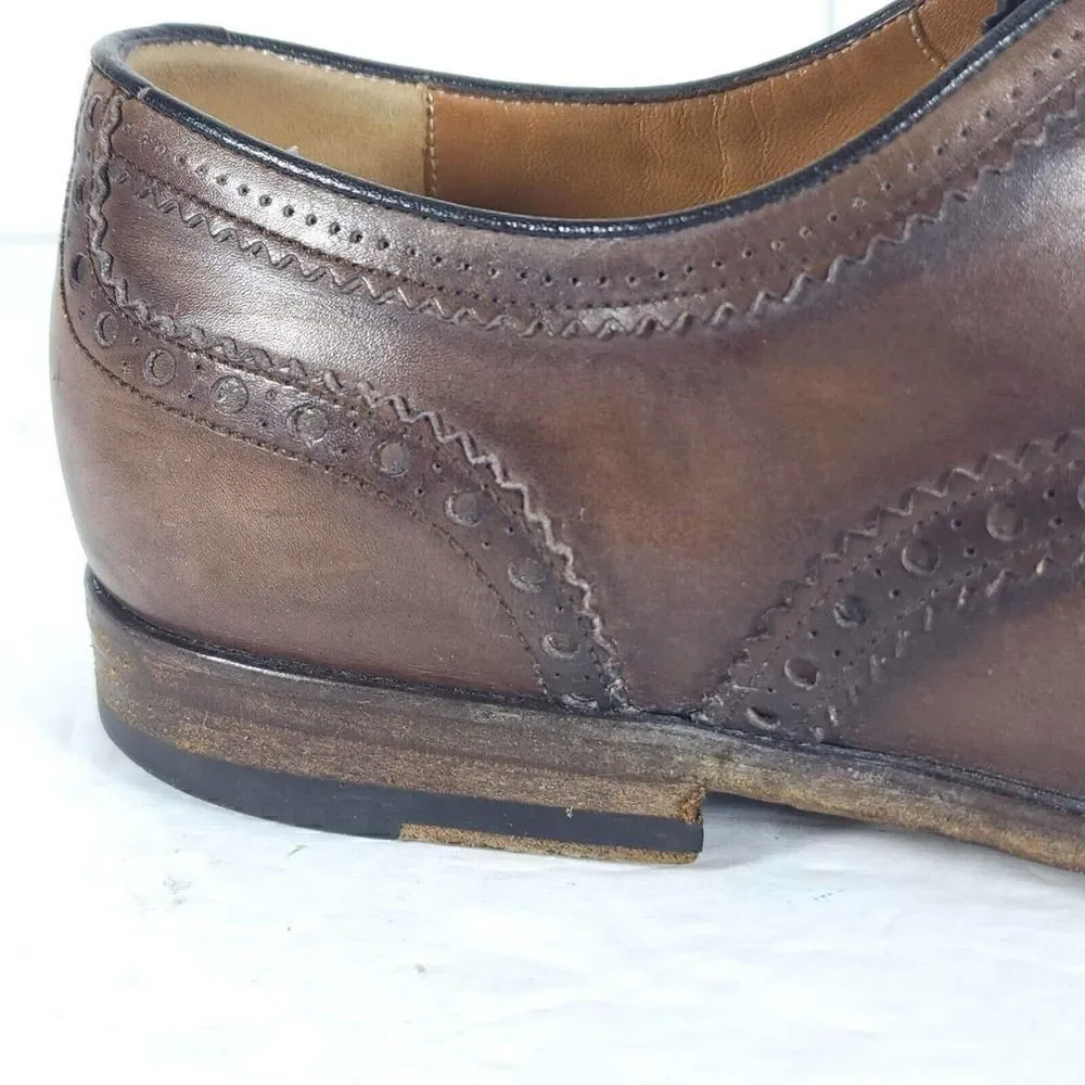 GUCCI Men's US7,5 Leather Brown Cap Toe Wingtip derby Oxfords Dress Shoes Italy